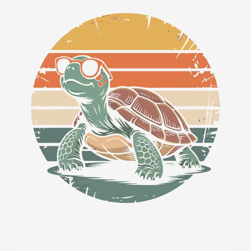 Retro turtle at sunset