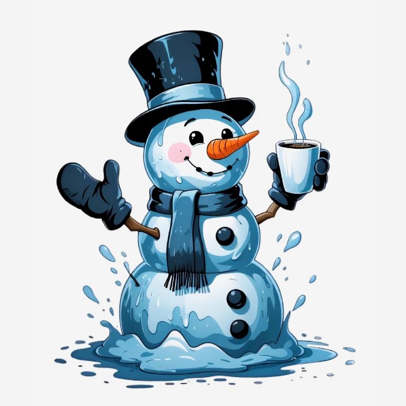 Snowman with steaming mug