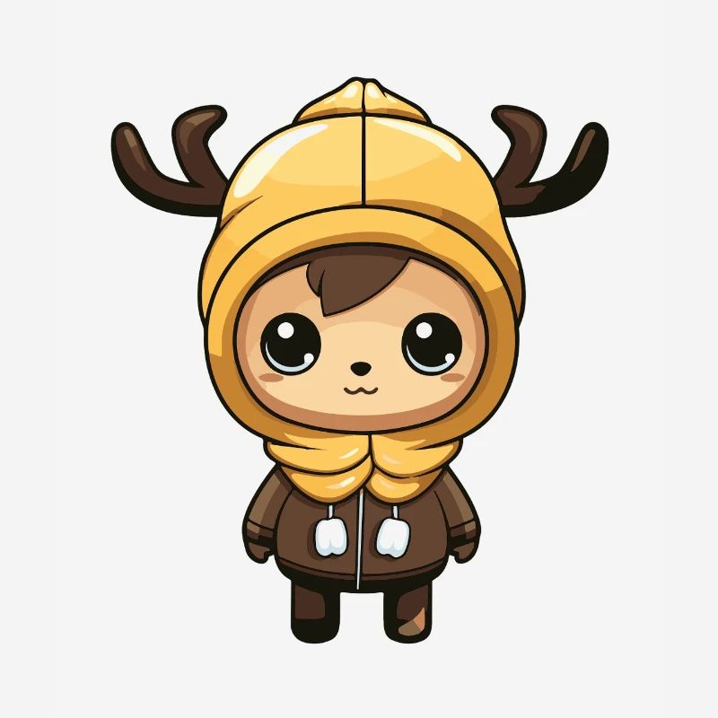 Deer Cute Comic Winter