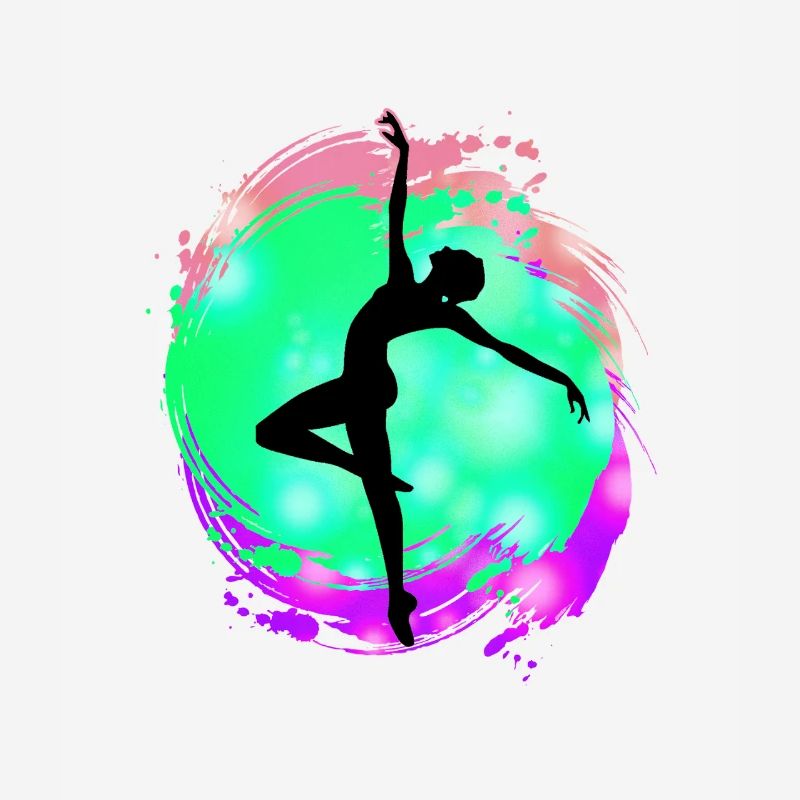 Silhouette de danseuse néon éclaboussure