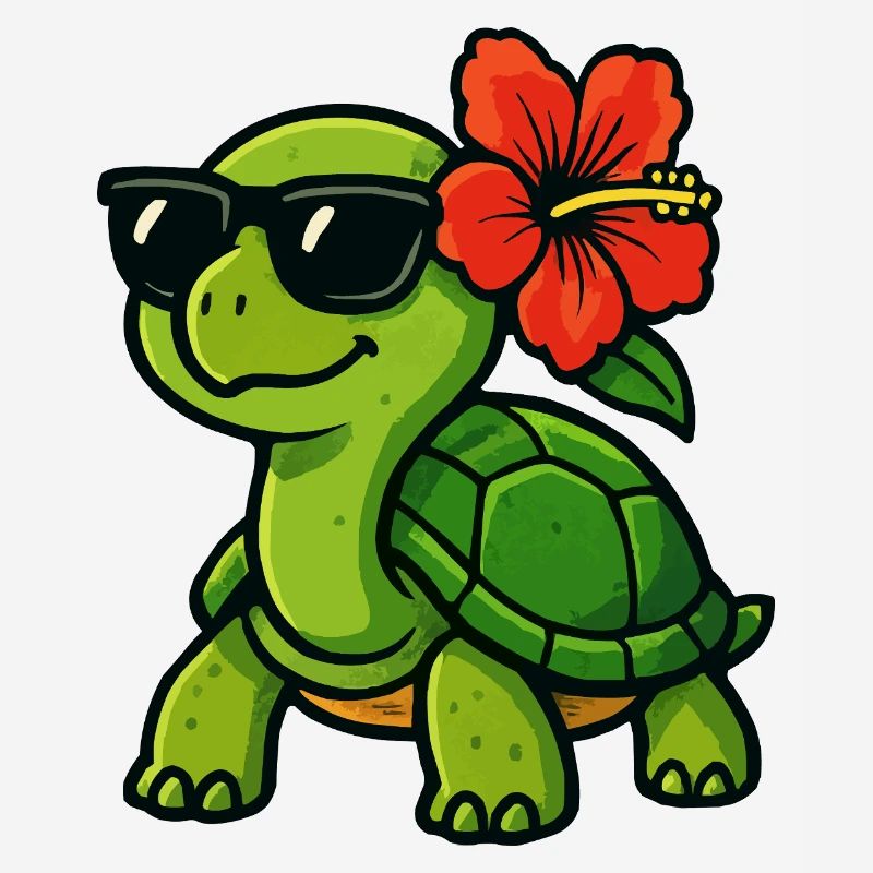 Sun turtle with hibiscus