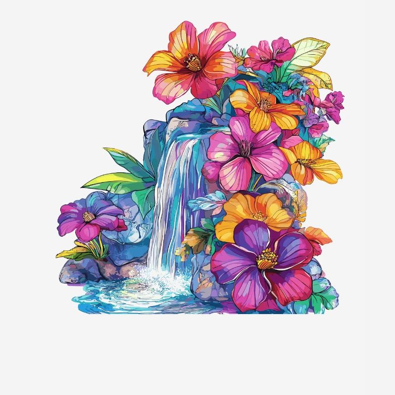 Cascade de fleurs à la cascade
