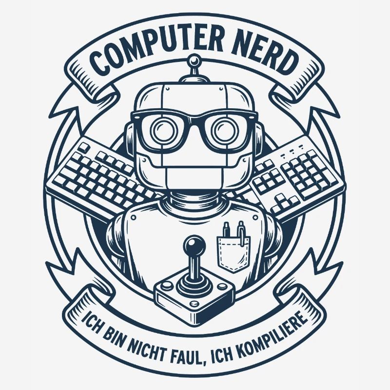 Computer Nerd Robot Logo