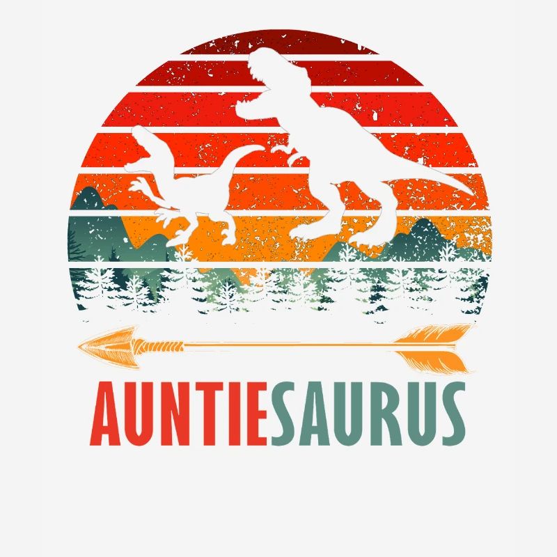 Auntiesaurus Dinosaur Aunt Retro Sunset