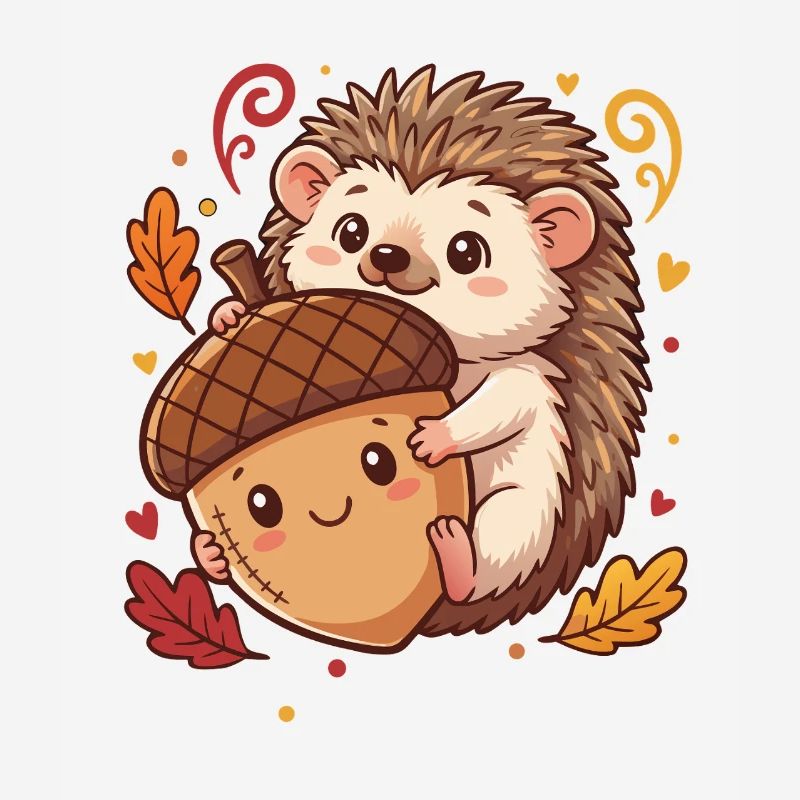 Süßer Igel mit Eichel Herbst