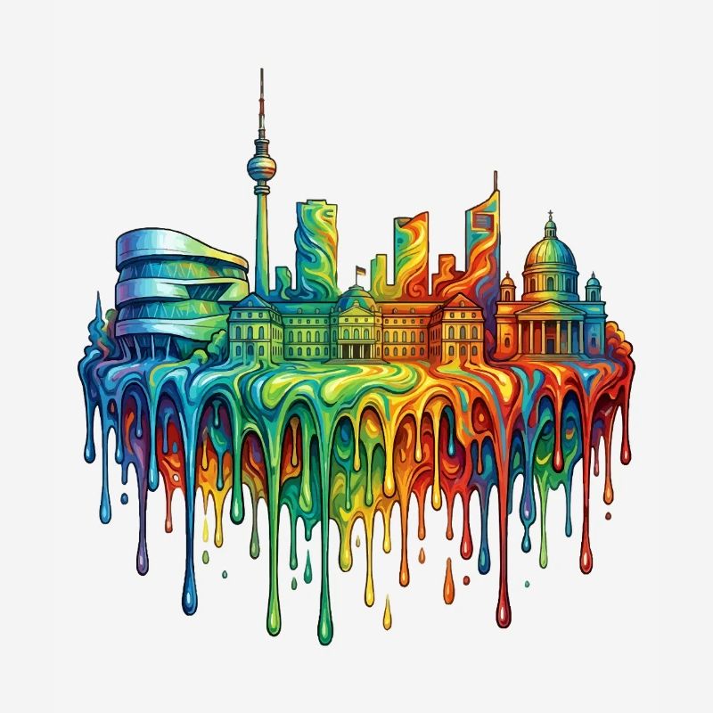 Stuttgart with colourful gradient