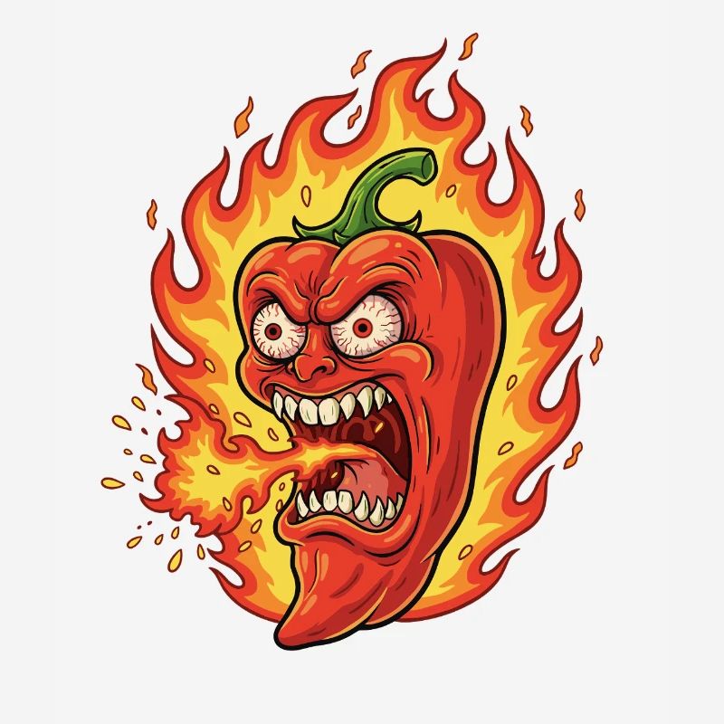 Flame Pepperoni Angry Face