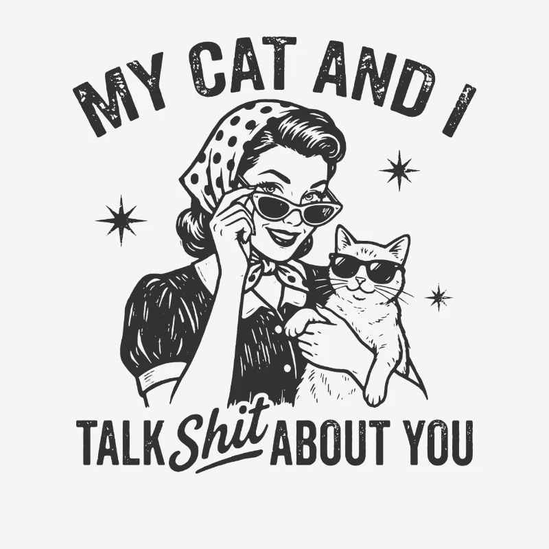 Katzengespräch im Retrostil Lästern Geschenk