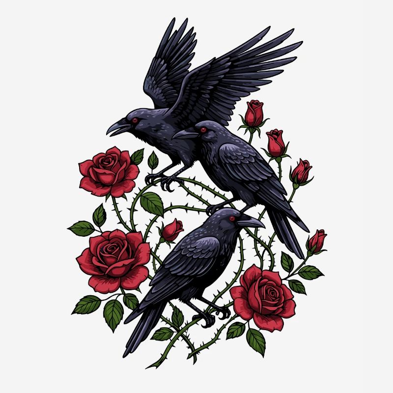 Crows and Red Roses - Gothic Aesthetic
