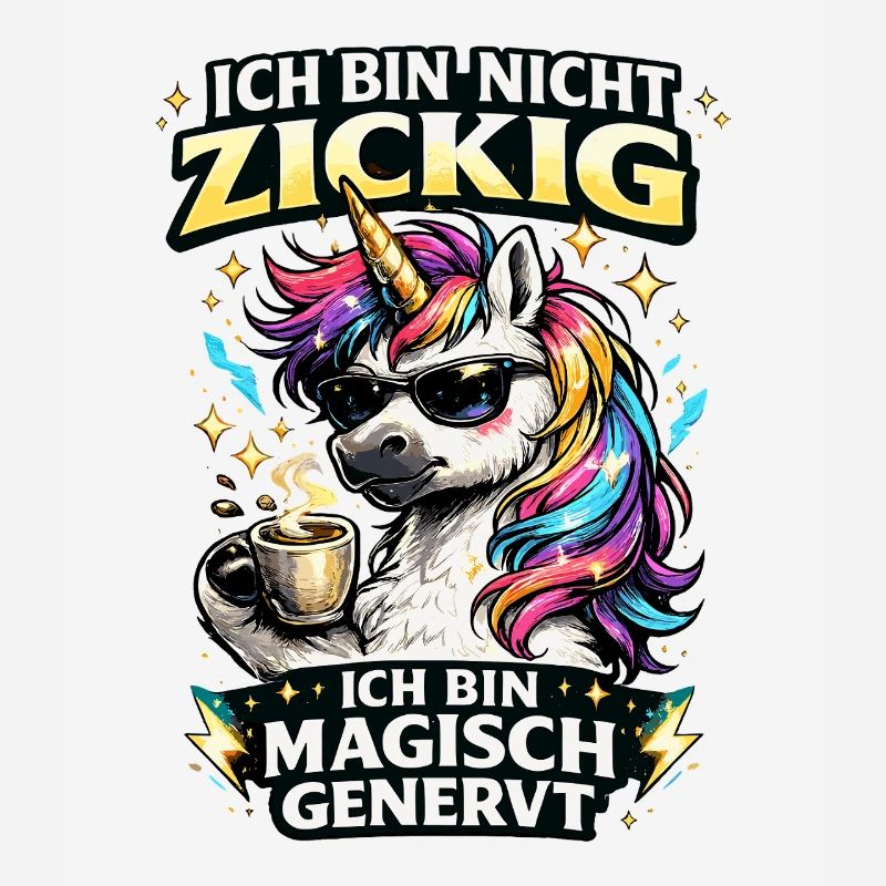 magisch genervtes Einhorn mit Kaffee Sarkasmus