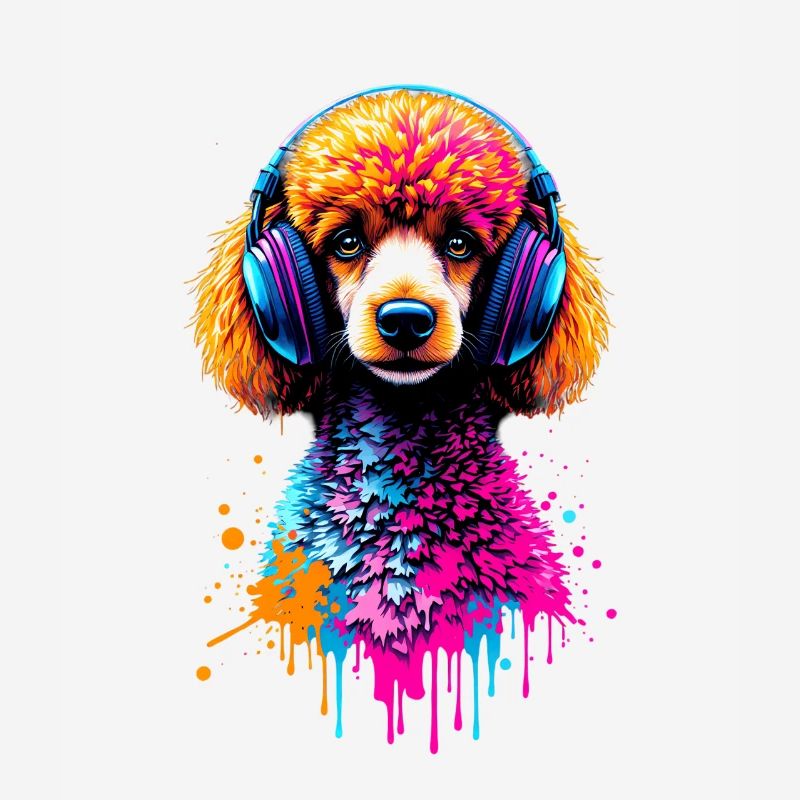 Caniche avec un casque