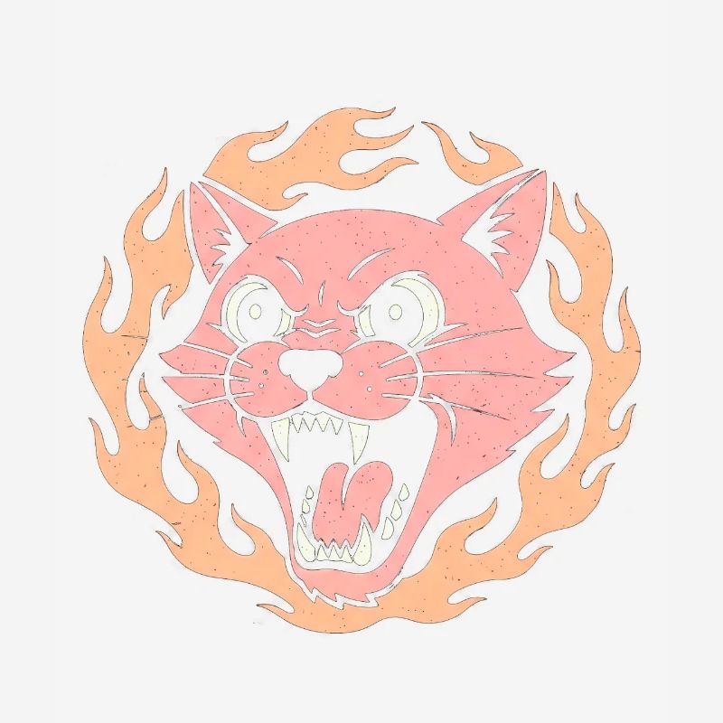 Flame Cat Pink Fire Head