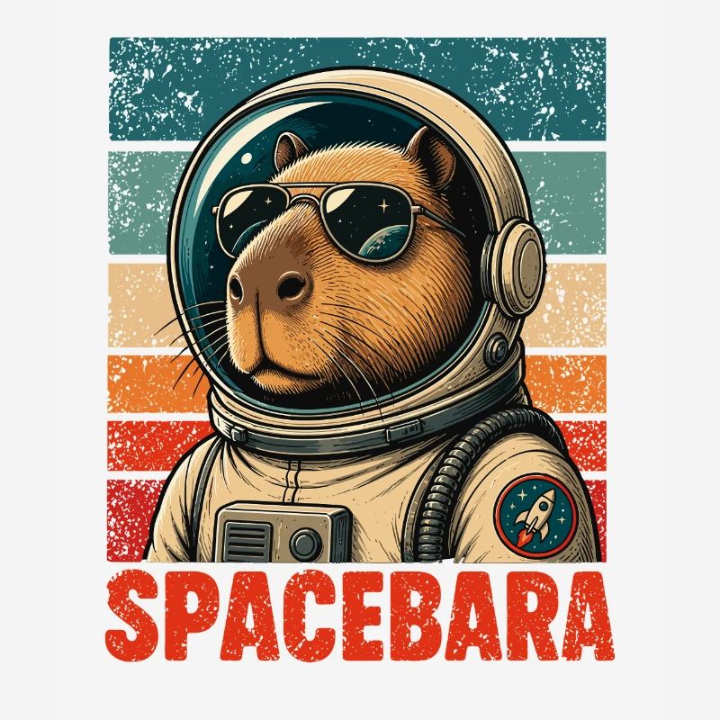 Spacebara Capybara Astronaut Space Retro