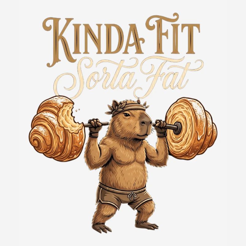 Kinda Fit Sorta Fat Capybara Weightlifting