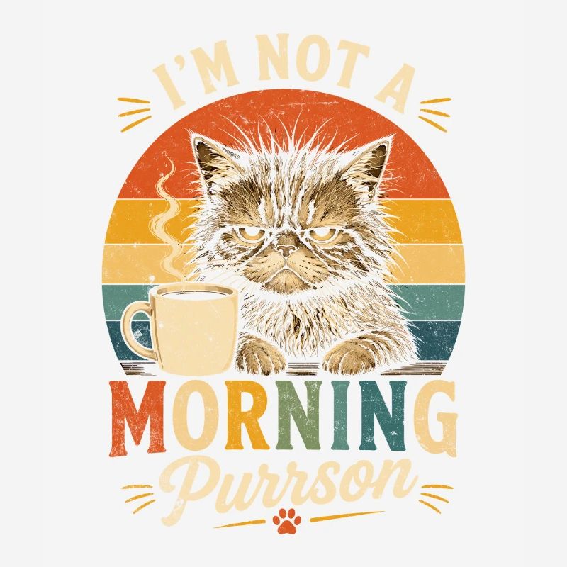 Morgenmuffel Katze mit Kaffee