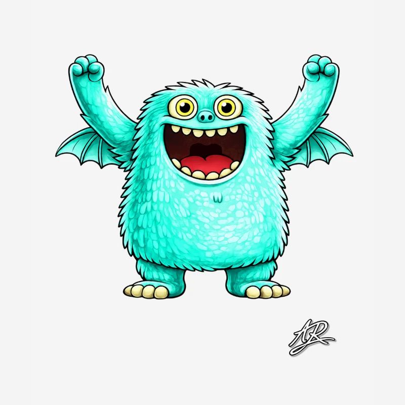 Monstre turquoise joyeux