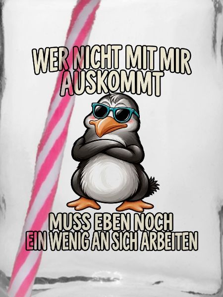 Pinguin mit Sonnenbrille – Arbeitsspruch