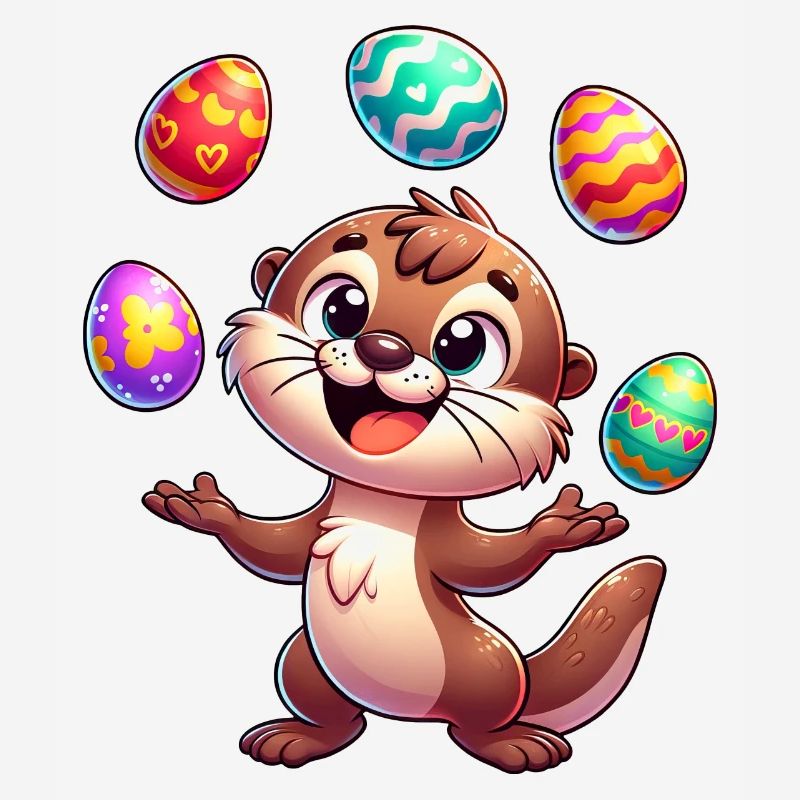 Easter Otter Juggling Easter Eggs,