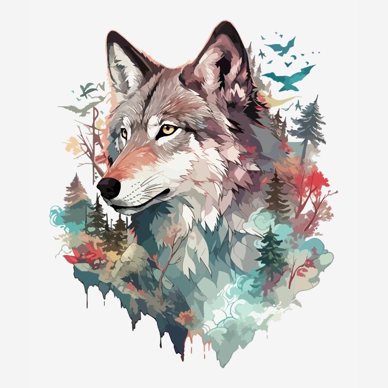 Wolf Wolf Head Nature Wilderness Adventure Forest Art