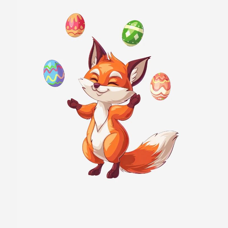 Easter Red Fox Juggling Eggs