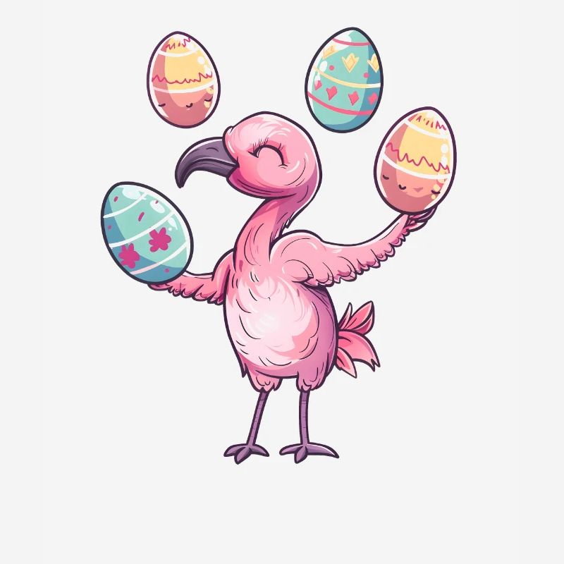 Flamingo Easter Eggs Juggling Festive