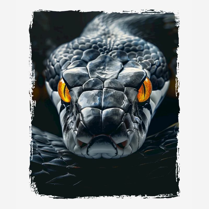 Yellow Eyes Black Snake Python Cobra Reptile Viper