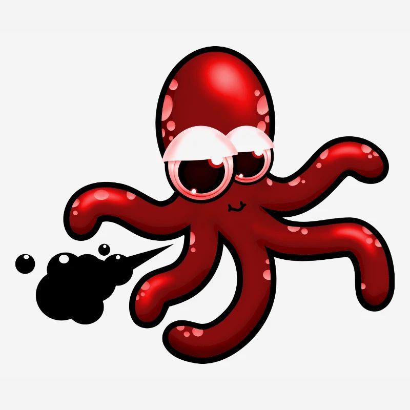 Squid comic red, gift idea