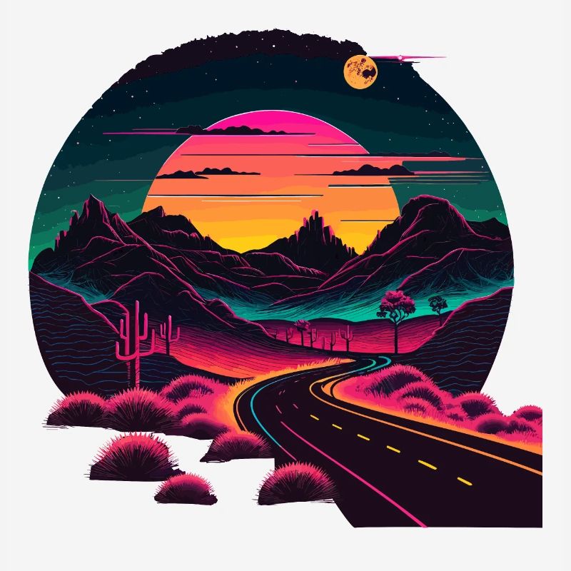 Route de style synthwave