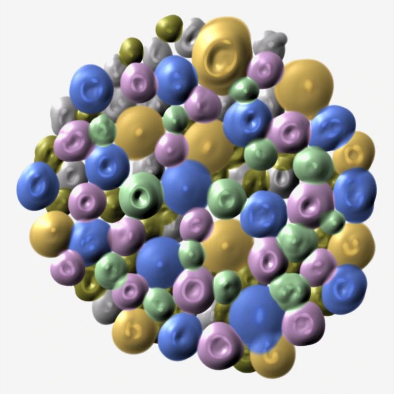 Structure moléculaire colorée aux couleurs pastel