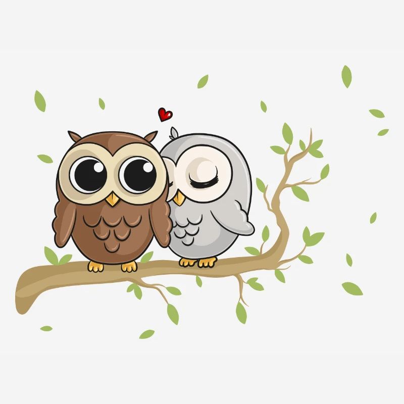 Verliebte Comic Eulen