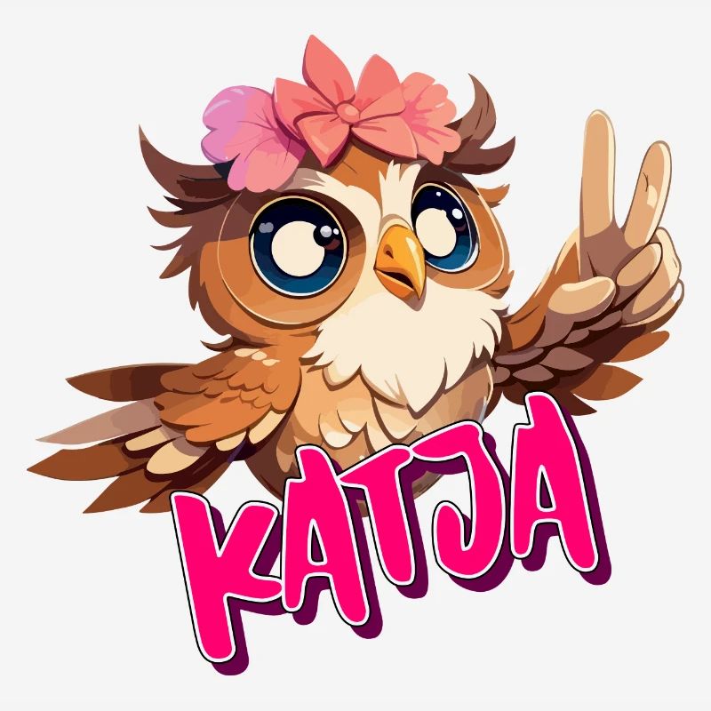 KATJA - Schöner Mädchen Name mit süßer EULE