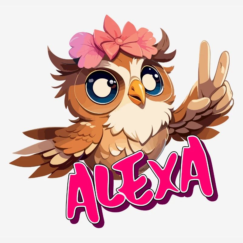 ALEXA - Schöner Mädchen Name mit süßer EULE