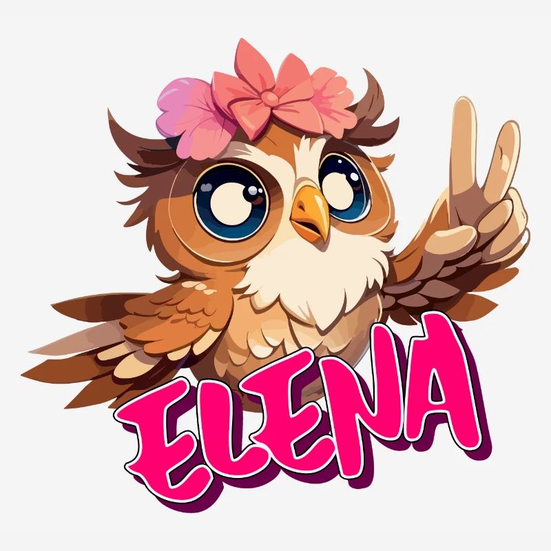 ELENA - Schöner Mädchen Name mit süßer EULE