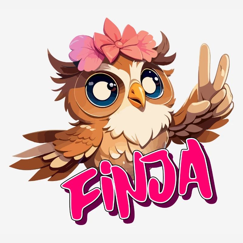 FINJA - Schöner Mädchen Name mit süßer EULE