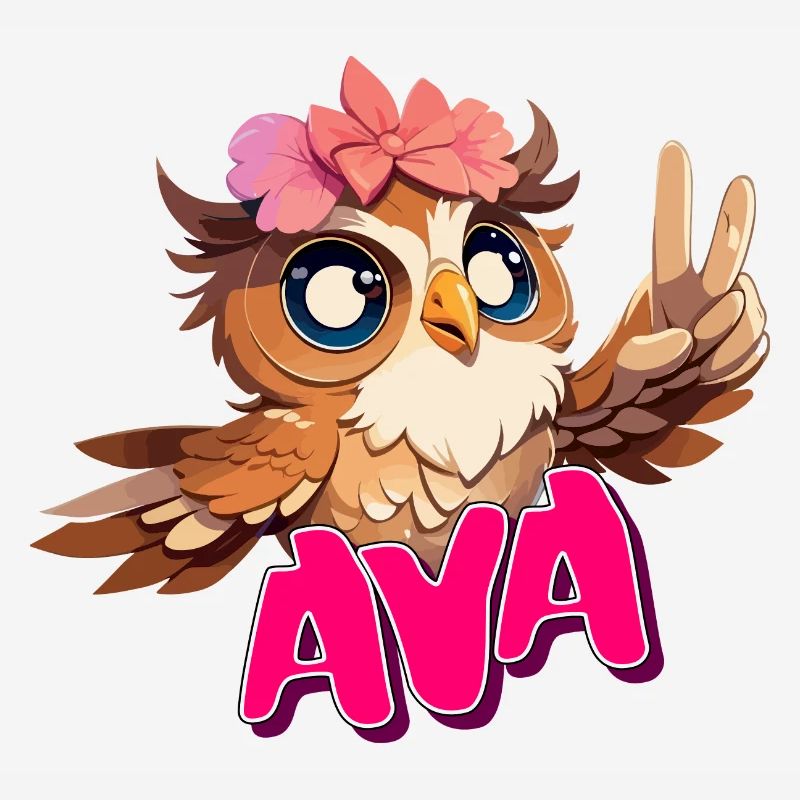 AVA - Schöner Mädchen Name mit süßer EULE