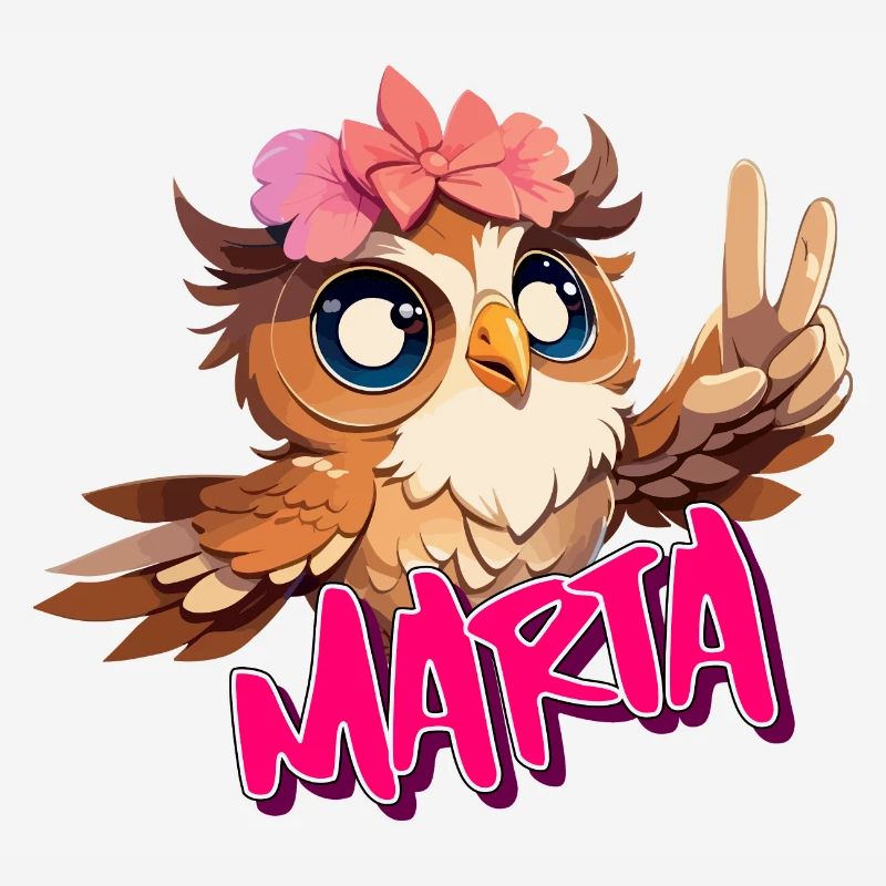 MARTA - Schöner Mädchen Name mit süßer EULE