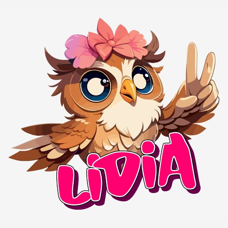 LIDIA - Schöner Mädchen Name mit süßer EULE