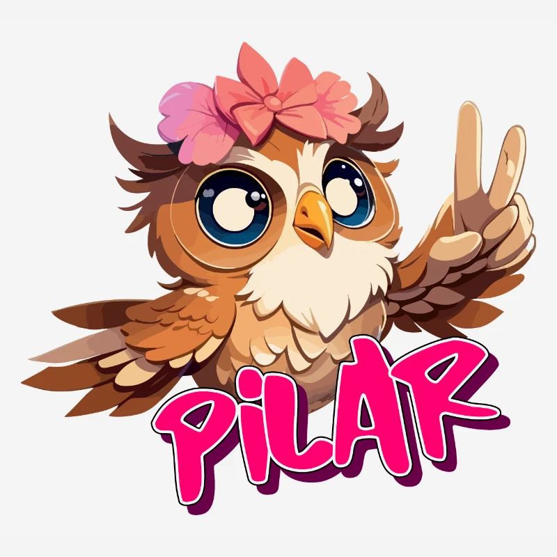 PILAR - Schöner Mädchen Name mit süßer EULE