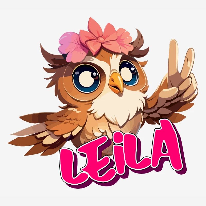 LEILA - Schöner Mädchen Name mit süßer EULE