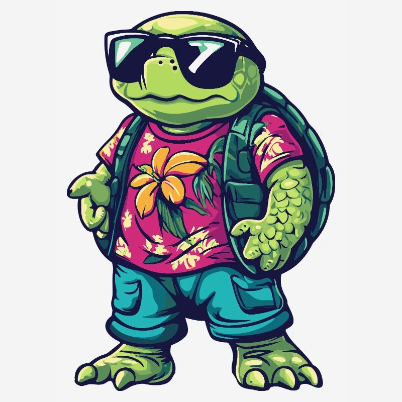 Turtle Comic Cool Summer