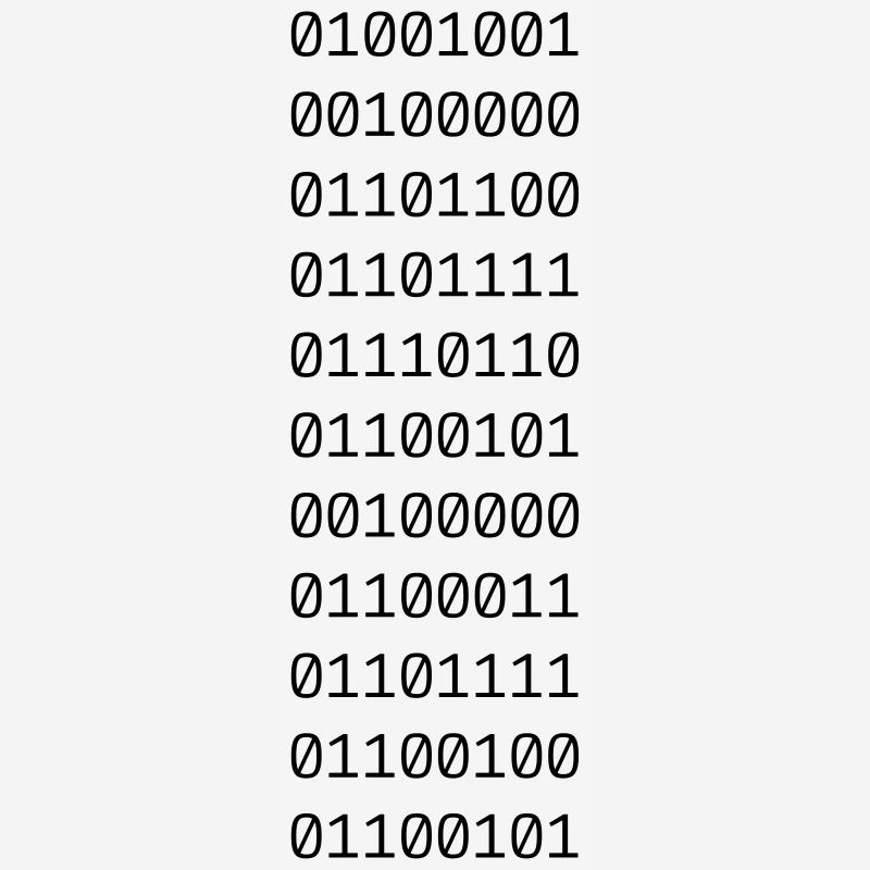 »I LOVE CODE« in Binärdaten.