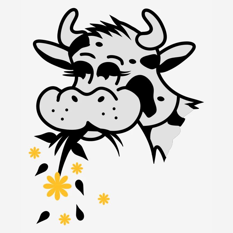 Cow eats bouquet