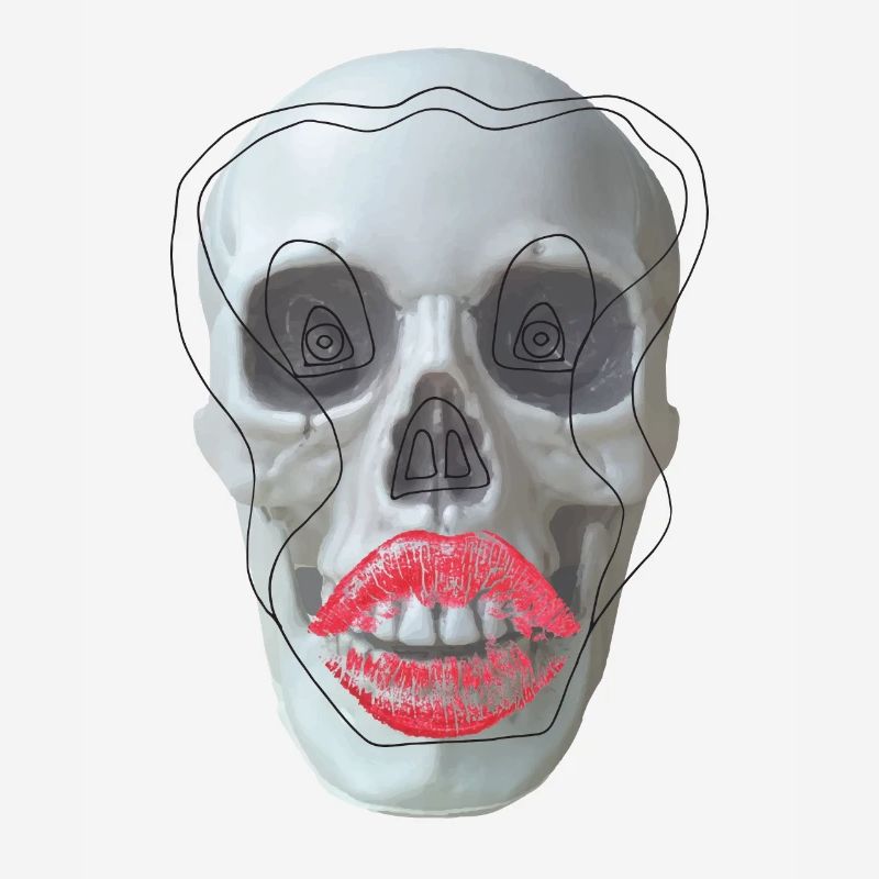 Skull with red lips