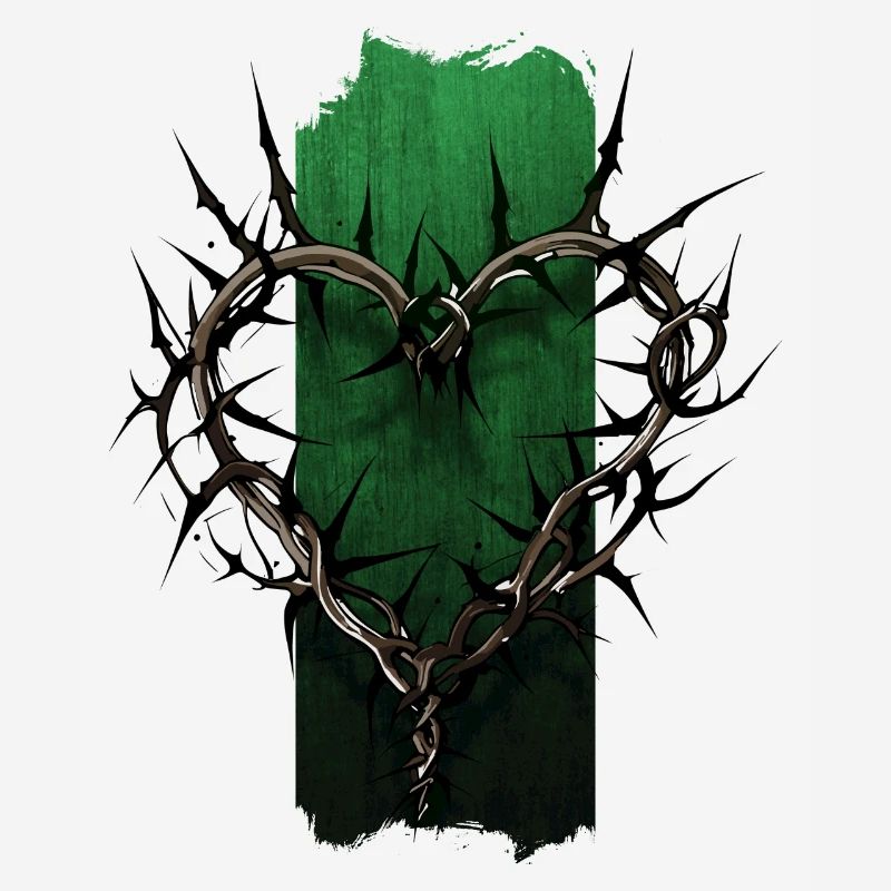 Thorned Devotion: Heart-Shaped Thorn Branch