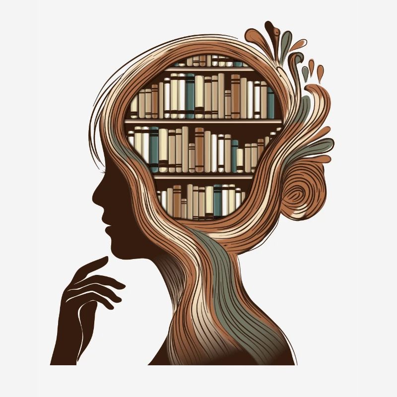 Books Head Illustration Thinking Knowledge