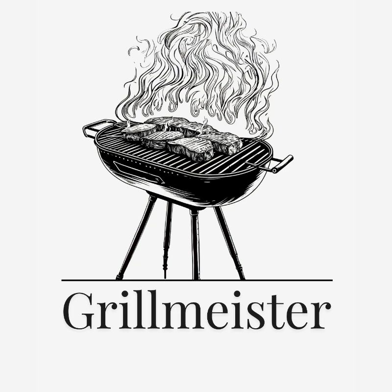 Grill master with smoke and steak