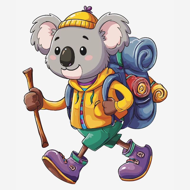 Cute Koala Hiking Camping Adventure Backpacker