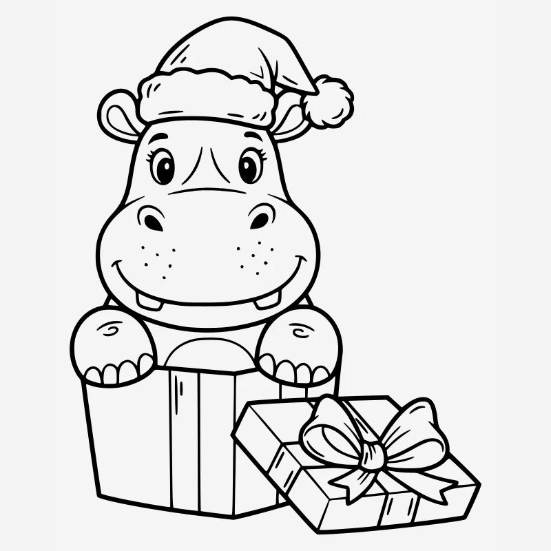 Weihnachts-Nilpferd mit Geschenken