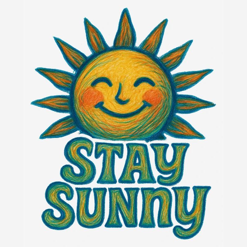 Stay Sunny Crayon Sun Illustration