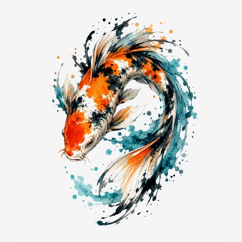Éclaboussure de carpes koi aquarelle